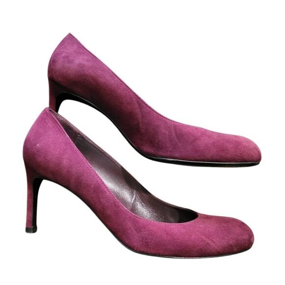 Stuart Weitzman Heels Women's 8 Burgundy Suede Leather Moody Bordeaux - Picture 3 of 8